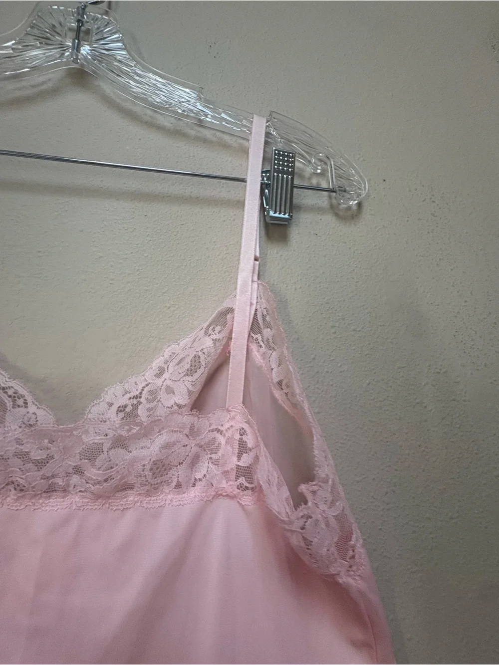 Vintage Vassarette Pink Lace Full Slip Dress Coquette Size 34